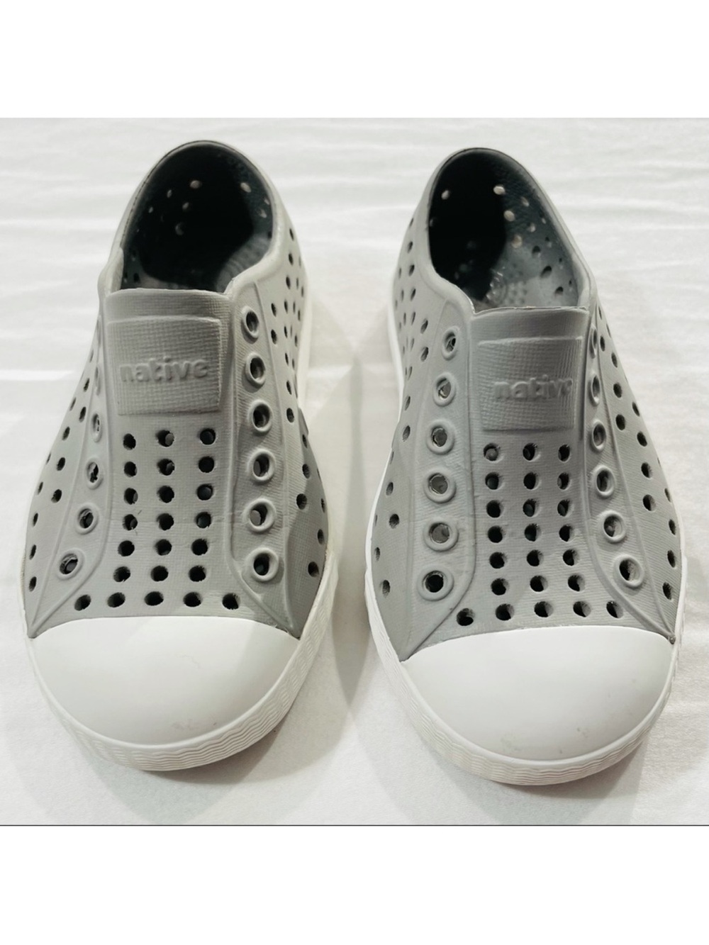 Native Jefferson Shoes Boys 6 C6 Girls Pigeon Grey Water White Toddlers Preppy